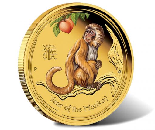 2016 Year of the Monkey 1oz Gold Proof Coloured Coin