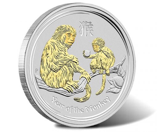 2016 Year of the Monkey 1oz Silver Gilded Coin