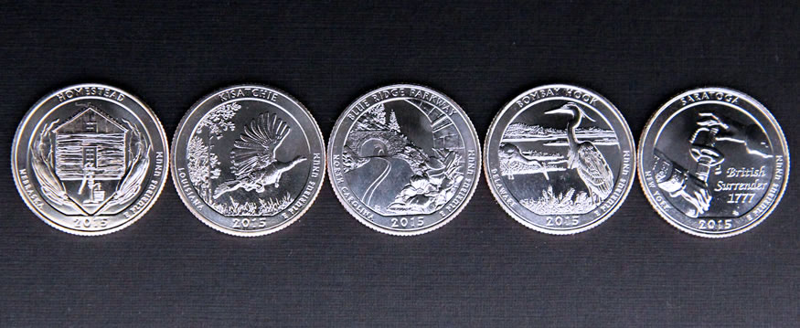 10-Coin Set of Circulating 2015 America the Beautiful Quarters ...