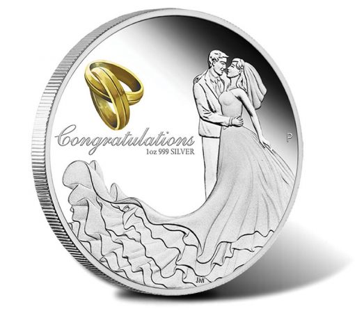 2016 $1 Wedding 1 oz Silver Proof Coin