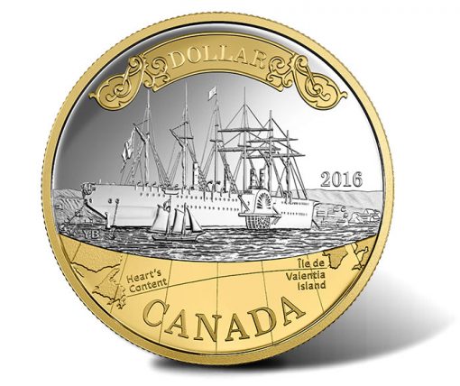 2016 Transatlantic Cable Silver Dollar, Gold Plated
