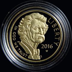2016-W $5 Proof Mark Twain Commemorative Gold Coin in Capsule, Obverse