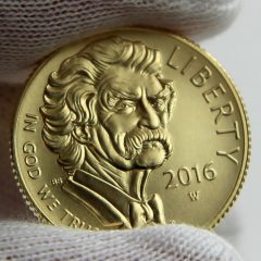 2016-W $5 Uncirculated Mark Twain Commemorative Gold Coin, Obverse-b