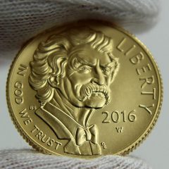 2016-W $5 Uncirculated Mark Twain Commemorative Gold Coin, Obverse-c