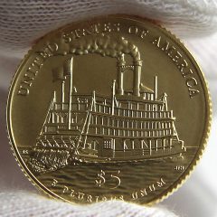 2016-W $5 Uncirculated Mark Twain Commemorative Gold Coin, Reverse-a