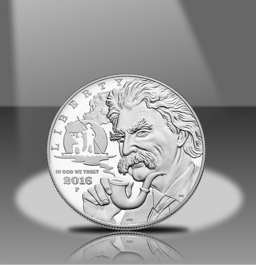 2016-P Proof Mark Twain Commemorative Silver Dollar, Obverse in Spotlight