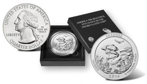 2016-P Shawnee National Forest Five Ounce Silver Uncirculated Coin and Presentation Case