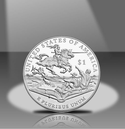 2016-P Proof Mark Twain Commemorative Silver Dollar, Reverse in Spotlight