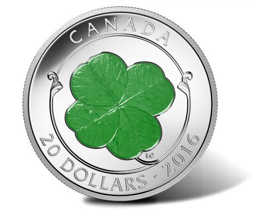 Canadian 2016 $20 Four-Leaf Clover Silver Proof Coin