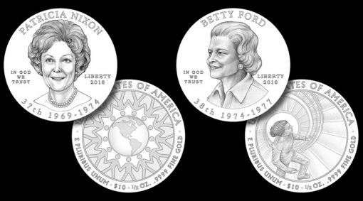 Designs for the Patricia Nixon and Betty Ford First Spouse Gold Coins