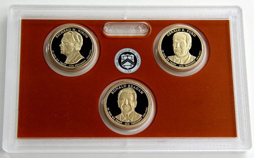 Photo of 2016 Presidential $1 Coin Proof Set Lens and Coins Obverses