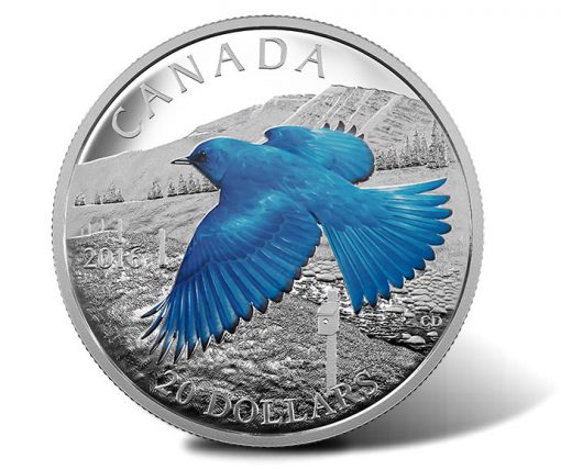 2016 $20 Mountain Bluebird Silver Proof Coin, Reverse