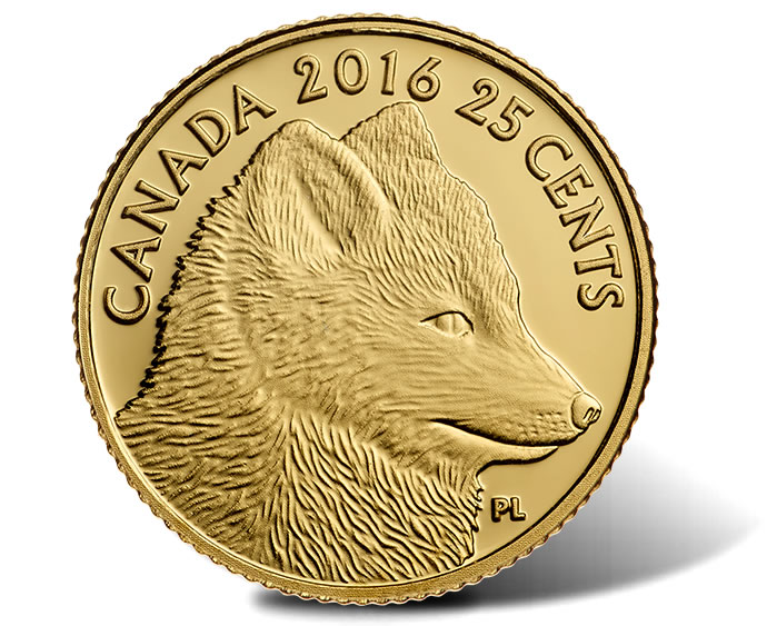 2016 CANADA 25 Cents Plated  Gold 24k 