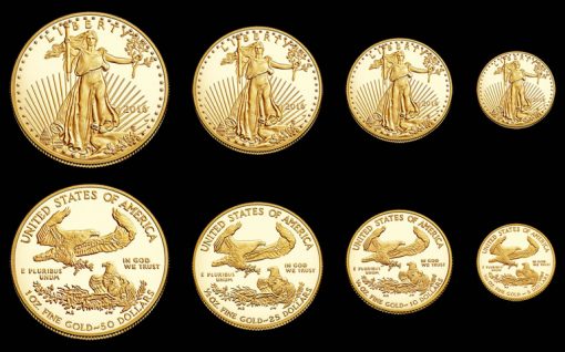 2016-W Proof American Gold Eagles - Obverses, Reverses, 4 Sizes