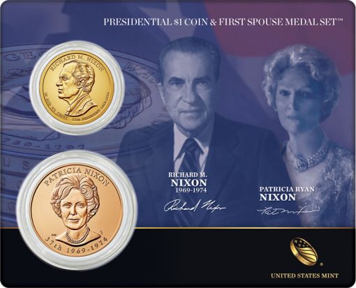 Nixon Presidential $1 Coin and First Spouse Medal Set