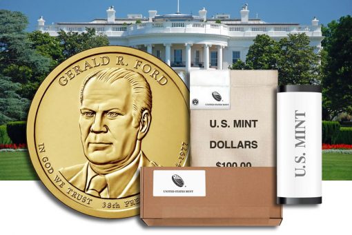 Rolls, bags and boxes of Gerald R. Ford Presidential $1 Coins