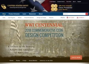 US Mint website for WWI coin design competition