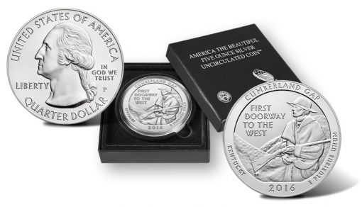 2016-P Cumberland Gap National Historical Park Five Ounce Silver Uncirculated Coin, Presentation Case