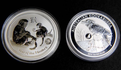 2016 Year of the Monkey and Kookaburra Privy Mark Bullion Coins in Capsules