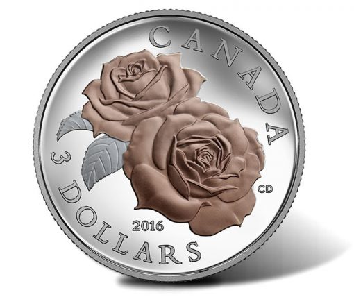Canadian 2016 $3 Queen Elizabeth Rose Silver Coin