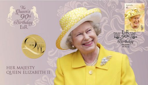 Her Majesty Queen Elizabeth II 90th Birthday Stamp and Coin Cover