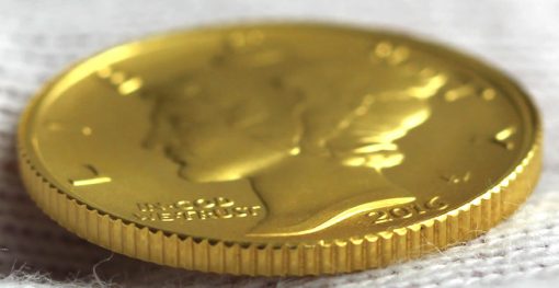 2016-W Mercury Dime Centennial Gold Coin, Edge and Rim