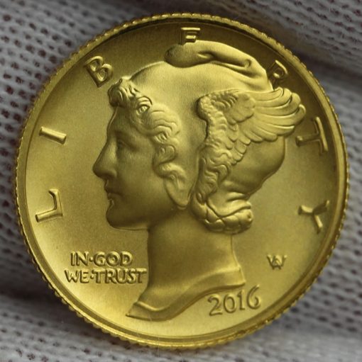 2016-W Mercury Dime Centennial Gold Coin, Obverse