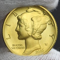 2016-W Mercury Dime Centennial Gold Coin, Obverse, c