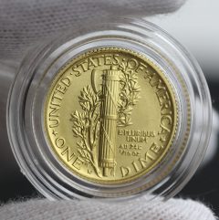 2016-W Mercury Dime Centennial Gold Coin, Reverse, Capsule