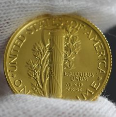 2016-W Mercury Dime Centennial Gold Coin, Reverse, b