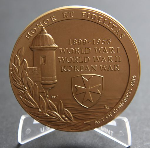 Borinqueneers 3-Inch Bronze Medal, Reverse