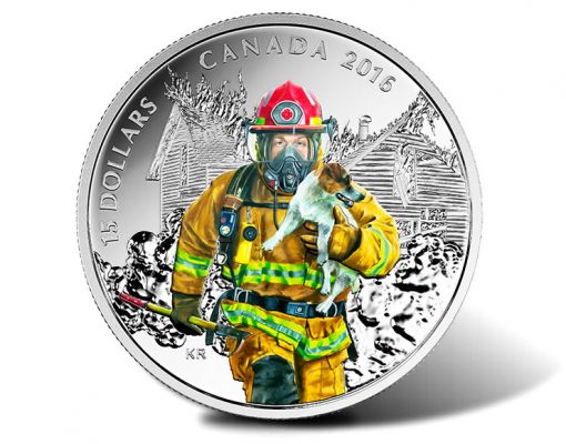 Canadian 2016 $15 National Heroes Firefighters Silver Coin