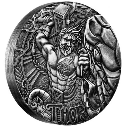 2016 $2 Thor 2oz Silver High Relief Antiqued Coin - Reverse