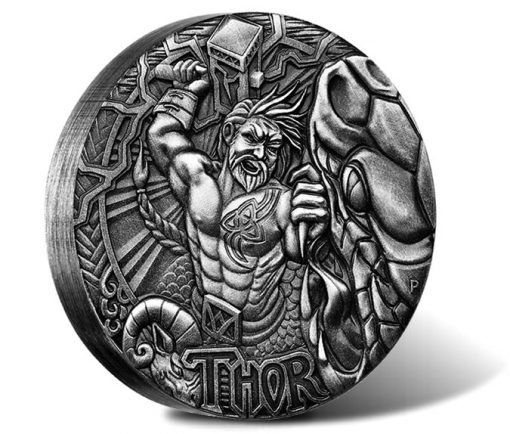 Norse Gods - Thor 2016 2oz Silver High Relief Antiqued Coin
