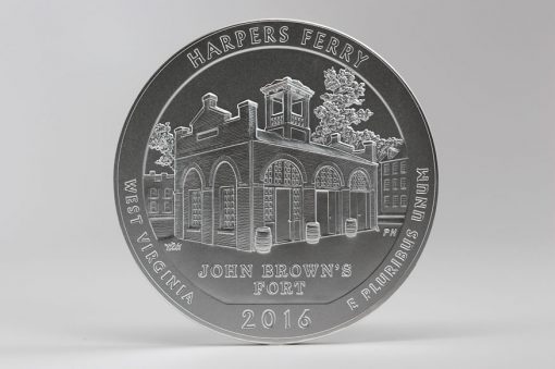 Photo of 2016-P Harpers Ferry National Historical Park Five Ounce Silver Uncirculated Coin, Reverse