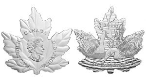 2016 $10 Canadian Geese Silver Coin Features Maple Leaf Shape