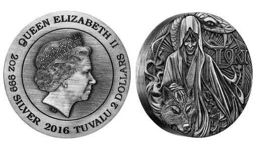 2016 $2 Loki 2 oz Silver High Relief Antiqued Coin