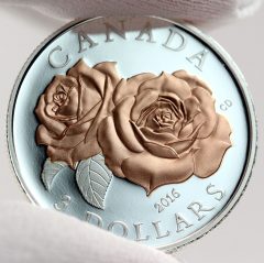 Canadian 2016 $3 Queen Elizabeth Rose Silver Coin, Reverse -b