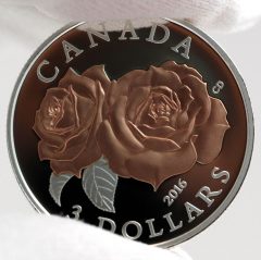 Canadian 2016 $3 Queen Elizabeth Rose Silver Coin, Reverse -c