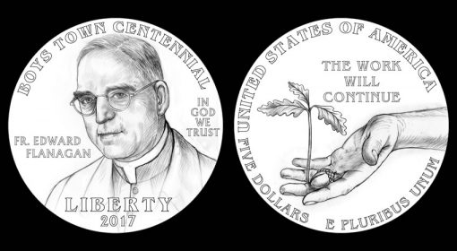 Designs for 2017 $5 Boys Town Centennial Commemorative Gold Coin