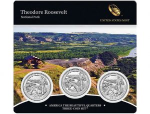 Theodore Roosevelt Quarter for North Dakota in Three-Coin Set