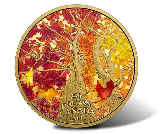 2017 $250 Maple of Canopy Kaleidoscope of Color 2 oz Gold Coin - Obverse