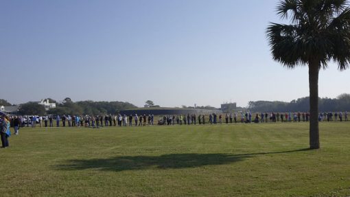 Coin exchange at Fort Moultrie quarter launch ceremony