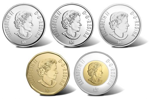 Canadian 2017 Circulation Coins - Obverses