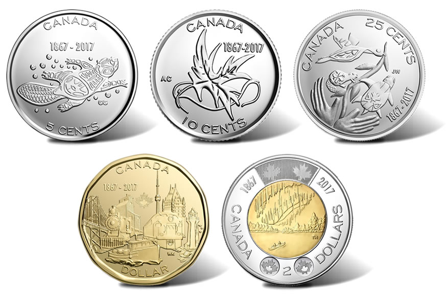 5 cents 2017 Canada  150th Anniversary Canada Special Logo design 