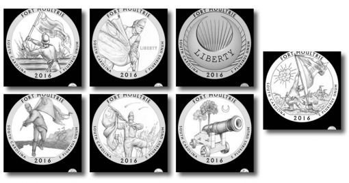 Design candidates for the Fort Moultrie quarter