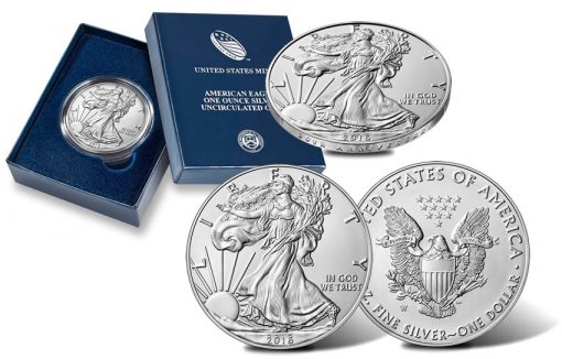 2016-W Uncirculated American Silver Eagle, case and edge