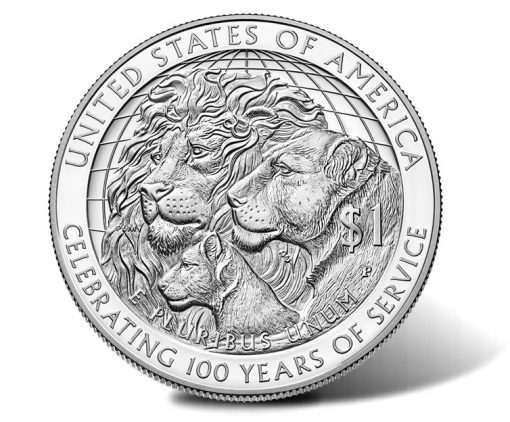 2017-P Proof Lions Clubs International Centennial Silver Dollar, Reverse