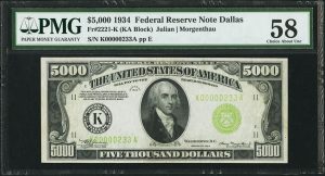 1934 $5,000 Note May Realize $140,000 at 2017 FUN Auction