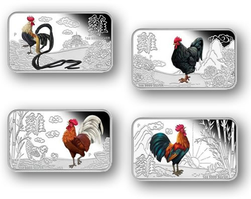 Year of the Rooster 2017 1oz Silver Proof Four-Coin Set